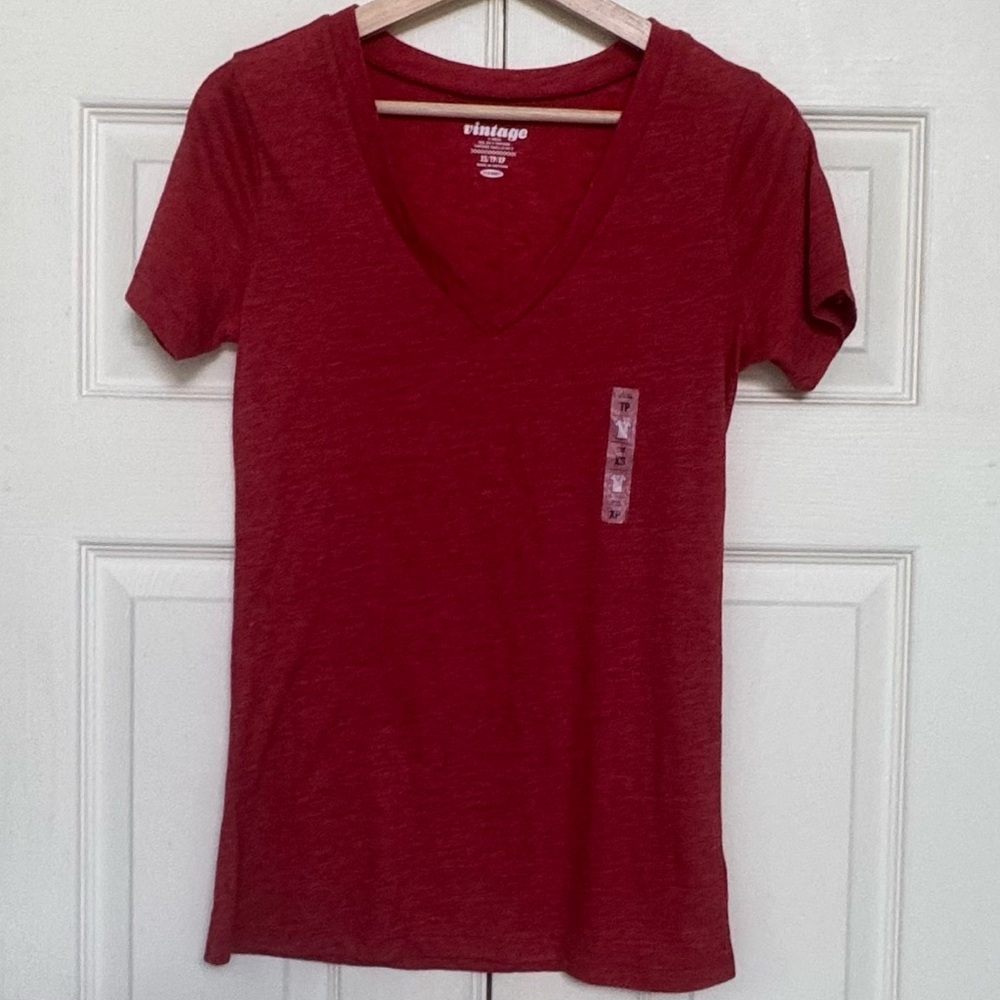 Old Navy Red Fitted Short Sleeve T-Shirt